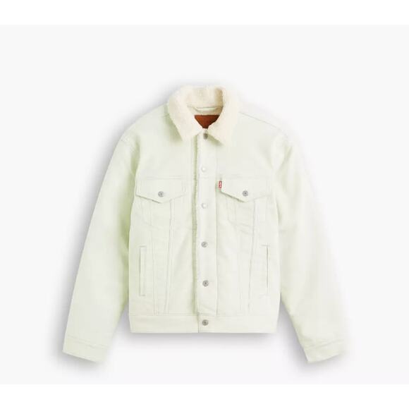 Levi’s Premium Ex-Boyfriend Corduroy Sherpa Trucker Jacket Women’s Size L - Picture 1 of 13